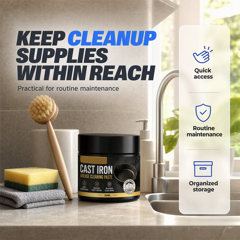 🥳2026 HOT SALE🥳💞50K+ SOLD! 🔥🧽 50% OFF! Heavy Grease Cast Iron Paste – loosens heavy grease & cooked-on residue, less scrubbing. Includes sponge! 🍳✨