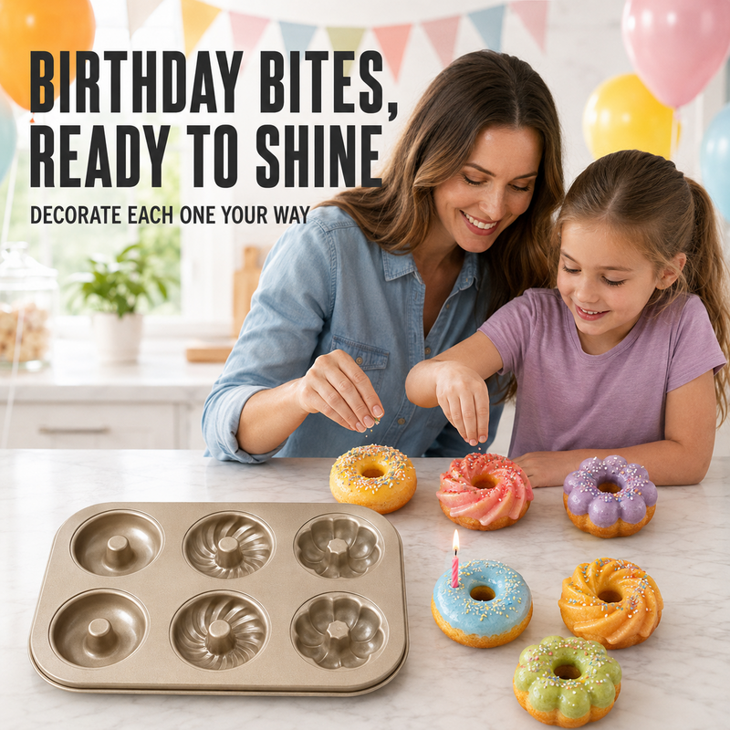🥳2026 HOT SALE🥳💞50K+ SOLD! 🍰🧁 50% OFF! Mini Bundt Cake Pan – 3 unique shapes in one pan: classic, swirl & flower. Carbon steel heats evenly, non-stick releases perfectly. Bake 6 at once – perfect for tea parties & family treats! 🏠✨