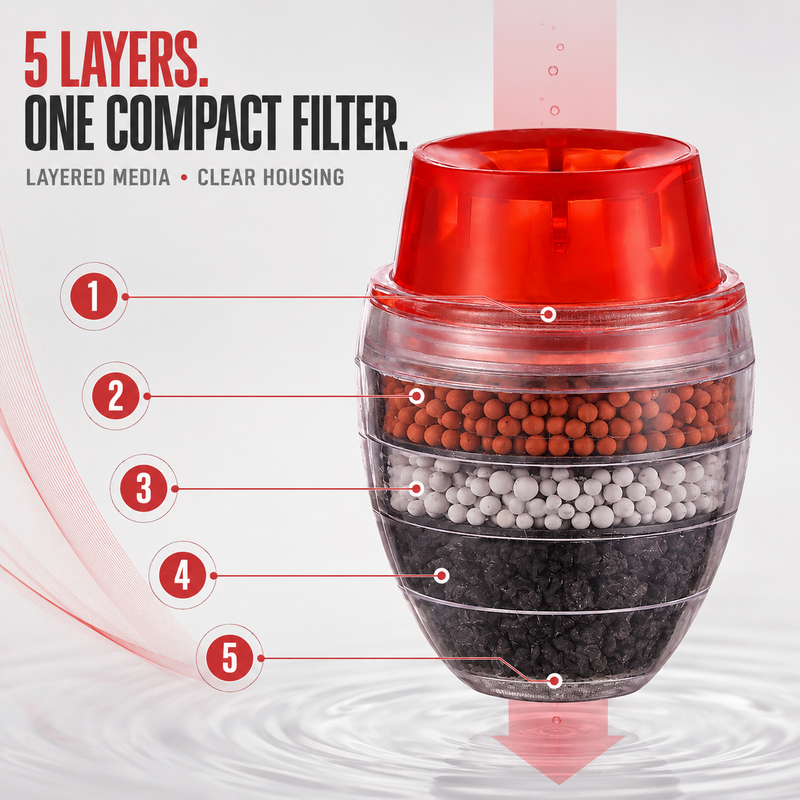 🥳2026 HOT SALE🥳💞50K+ SOLD! 💧🛡️ 50% OFF! Water Purifier – 5-layer filtration reduces sediments, rust & impurities. Transparent window shows when to replace – no guesswork. Cleaner water for cooking & washing! 🚰✅