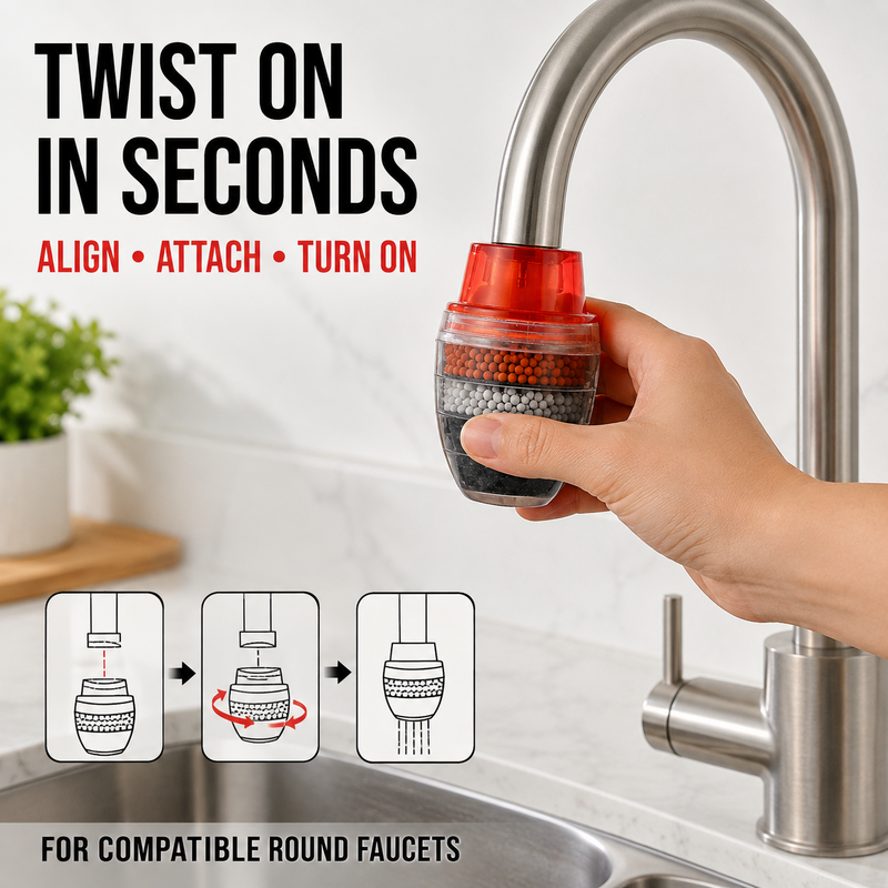 🥳2026 HOT SALE🥳💞50K+ SOLD! 💧🛡️ 50% OFF! Water Purifier – 5-layer filtration reduces sediments, rust & impurities. Transparent window shows when to replace – no guesswork. Cleaner water for cooking & washing! 🚰✅