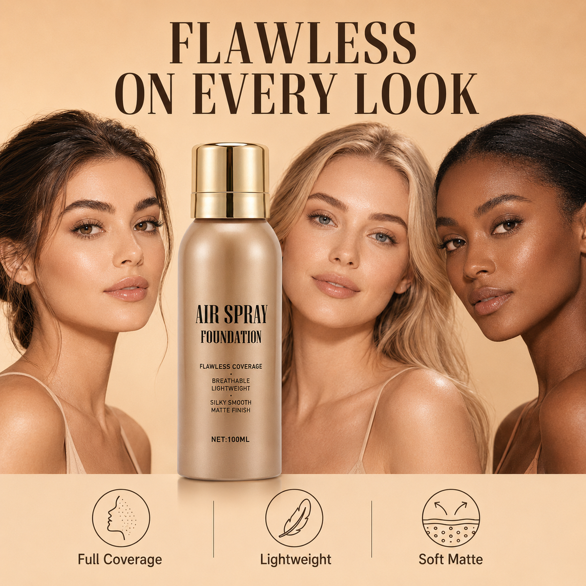 🥳2026 HOT SALE🥳💞50K+ SOLD! 💄✨ 50% OFF! Air Spray Foundation – flawless full coverage, waterproof & sweatproof. Lightweight formula won't clog pores or cake – just spray & blend for a smooth, natural glow that lasts all day! 💋💖