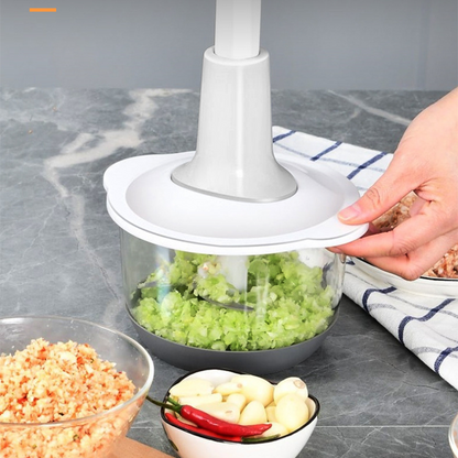 🥳2026 HOT SALE🥳💞50K+ SOLD! 🥩🥬 50% OFF! Manual Food Chopper – press the handle, no electricity needed. 3D stainless steel blades chop meat, veg, garlic & nuts in seconds. Perfect for baby food, fillings & sauces – effortless meal prep! 🔪✅