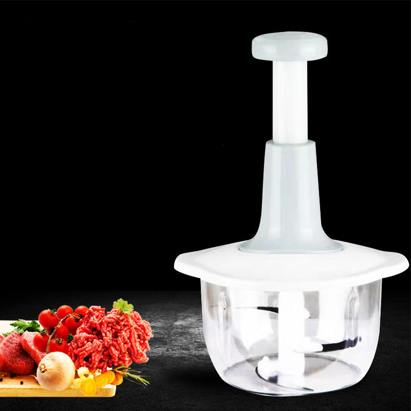🥳2026 HOT SALE🥳💞50K+ SOLD! 🥩🥬 50% OFF! Manual Food Chopper – press the handle, no electricity needed. 3D stainless steel blades chop meat, veg, garlic & nuts in seconds. Perfect for baby food, fillings & sauces – effortless meal prep! 🔪✅