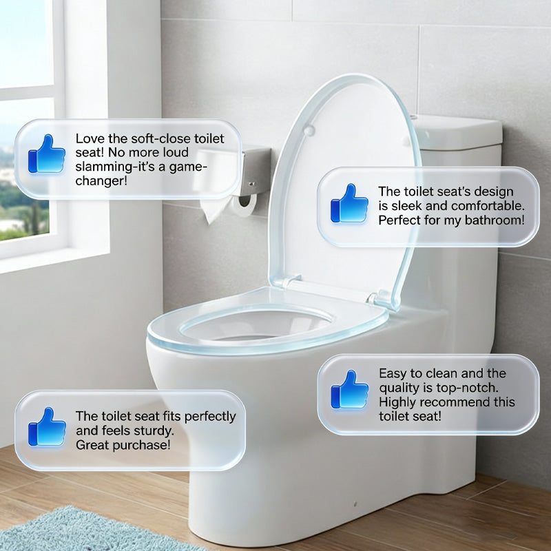 🥳2026 HOT SALE🥳💞50K+ SOLD! 🚽🛏️ Durable Slow-Close Toilet Seat – dual-damper mechanism closes gently & silently. No more loud slamming in the middle of the night – keeps your whole house asleep! 🛡️✅