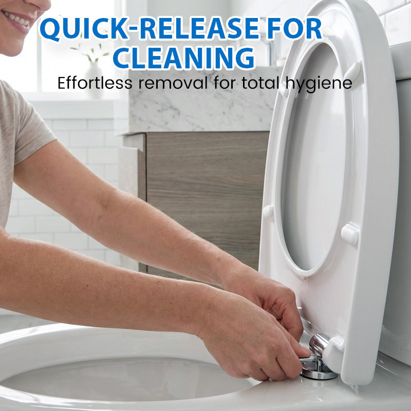 🥳2026 HOT SALE🥳💞50K+ SOLD! 🚽🛏️ Durable Slow-Close Toilet Seat – dual-damper mechanism closes gently & silently. No more loud slamming in the middle of the night – keeps your whole house asleep! 🛡️✅