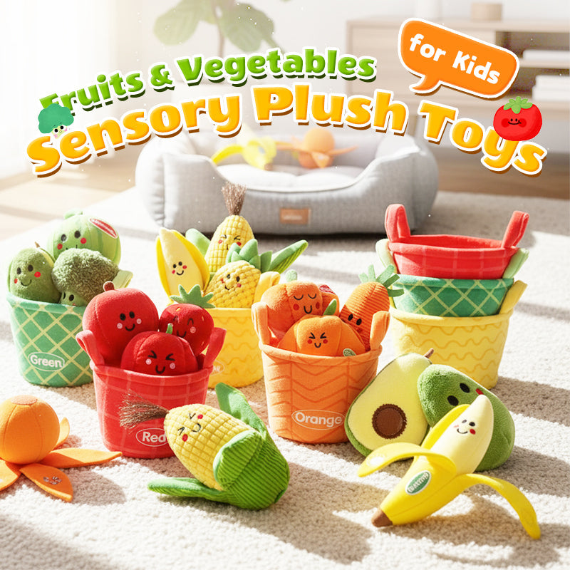 🥳2026 HOT SALE🥳💞50K+ SOLD! 🍎🥕 50% OFF! Sensory Fruits & Veggies Plush Toys – crinkly textures, bright colours & soft cloth. Builds early vocabulary, colour recognition & healthy eating habits – fun learning for little hands! 🧸✨