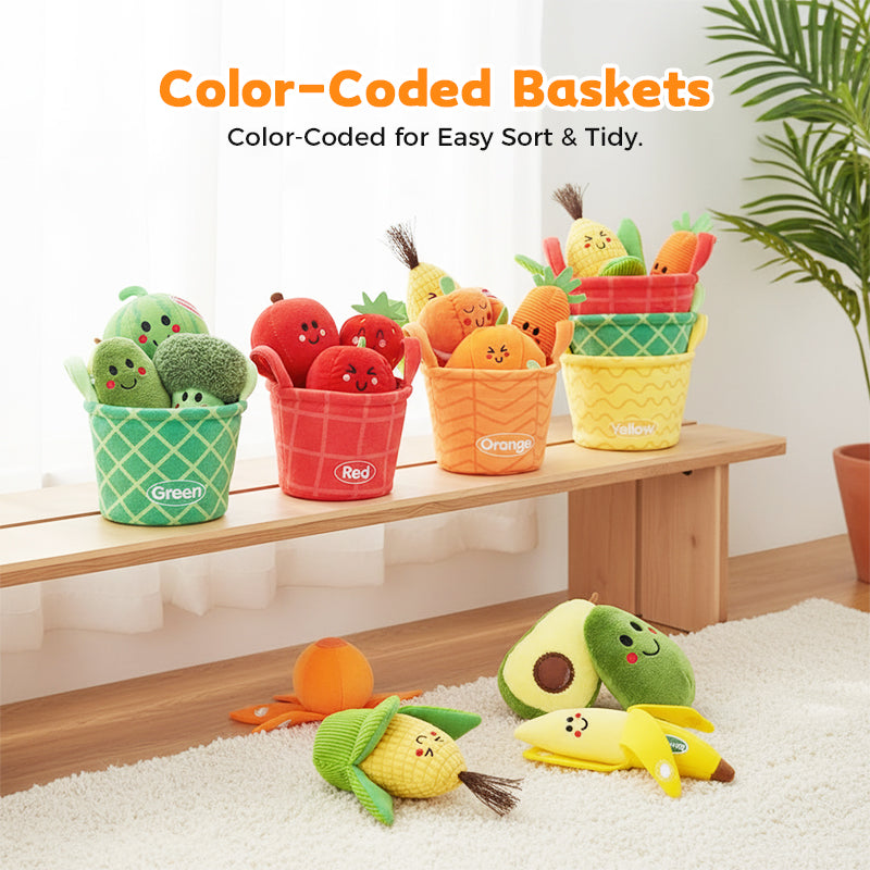 🥳2026 HOT SALE🥳💞50K+ SOLD! 🍎🥕 50% OFF! Sensory Fruits & Veggies Plush Toys – crinkly textures, bright colours & soft cloth. Builds early vocabulary, colour recognition & healthy eating habits – fun learning for little hands! 🧸✨