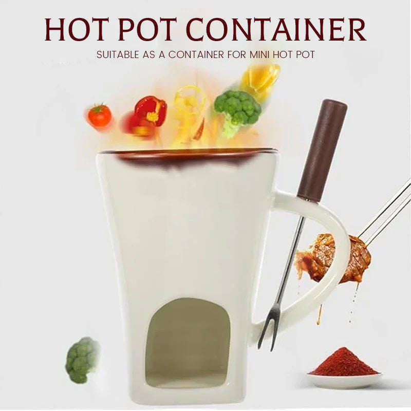 🥳2026 HOT SALE🥳💞50K+ SOLD! 🍫🕯️ 50% OFF! Ceramic Chocolate Fondue Mug – tealight warming keeps chocolate & cheese melted, includes dipping fork. Fun for dates & Christmas gatherings! 🎄💚