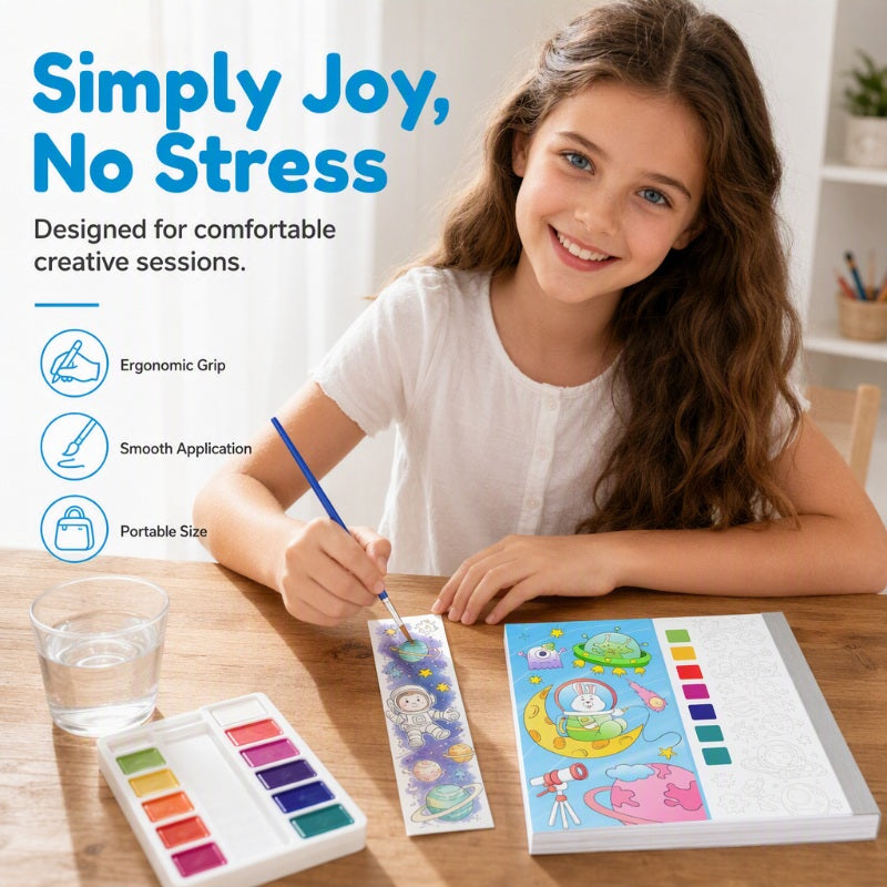 🥳2026 HOT SALE🥳💞50K+ SOLD! 🎨🖌️ Pocket Watercolor Book – built-in pigments, just add water! No messy tubes, no bulky sets. 7 themes: fairy tales, dinosaurs, ocean & more. Tear out masterpieces to share – perfect for car trips & quiet afternoons! 🌟👶