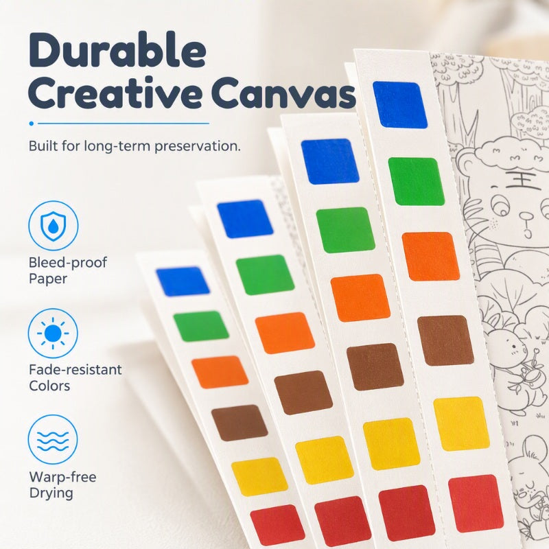 🥳2026 HOT SALE🥳💞50K+ SOLD! 🎨🖌️ Pocket Watercolor Book – built-in pigments, just add water! No messy tubes, no bulky sets. 7 themes: fairy tales, dinosaurs, ocean & more. Tear out masterpieces to share – perfect for car trips & quiet afternoons! 🌟👶