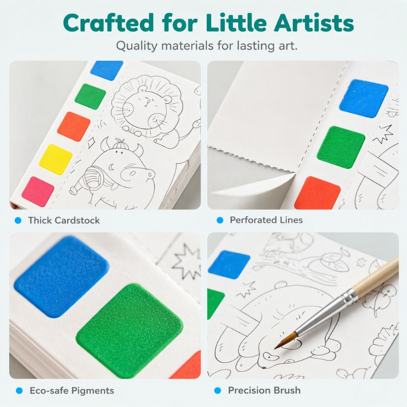 🥳2026 HOT SALE🥳💞50K+ SOLD! 🎨🖌️ Pocket Watercolor Book – built-in pigments, just add water! No messy tubes, no bulky sets. 7 themes: fairy tales, dinosaurs, ocean & more. Tear out masterpieces to share – perfect for car trips & quiet afternoons! 🌟👶