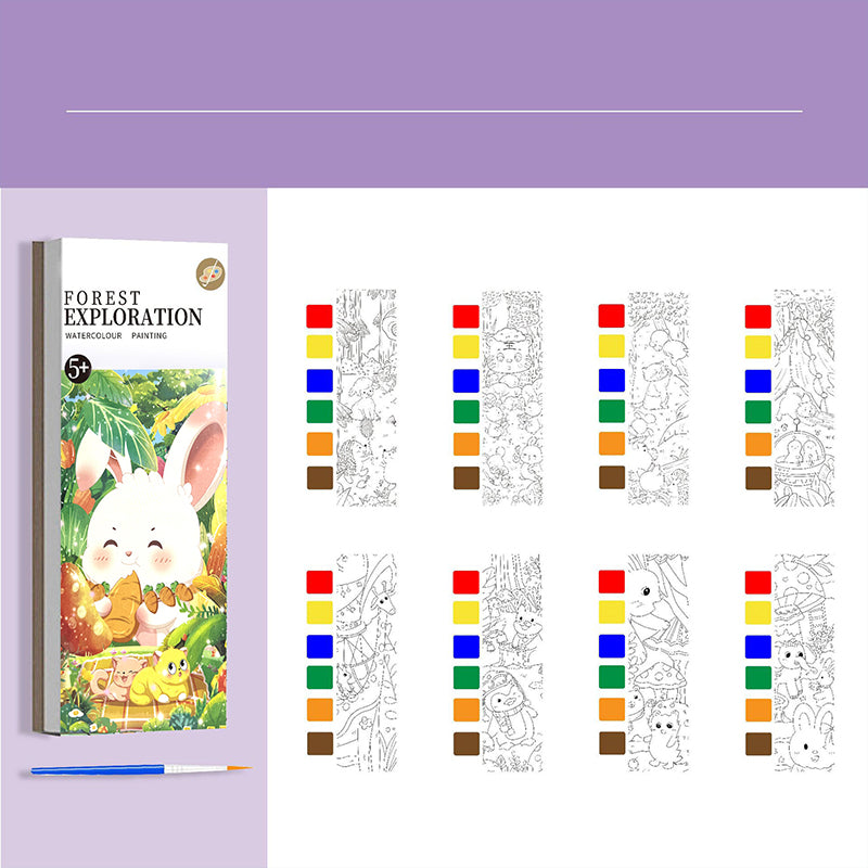🥳2026 HOT SALE🥳💞50K+ SOLD! 🎨🖌️ Pocket Watercolor Book – built-in pigments, just add water! No messy tubes, no bulky sets. 7 themes: fairy tales, dinosaurs, ocean & more. Tear out masterpieces to share – perfect for car trips & quiet afternoons! 🌟👶