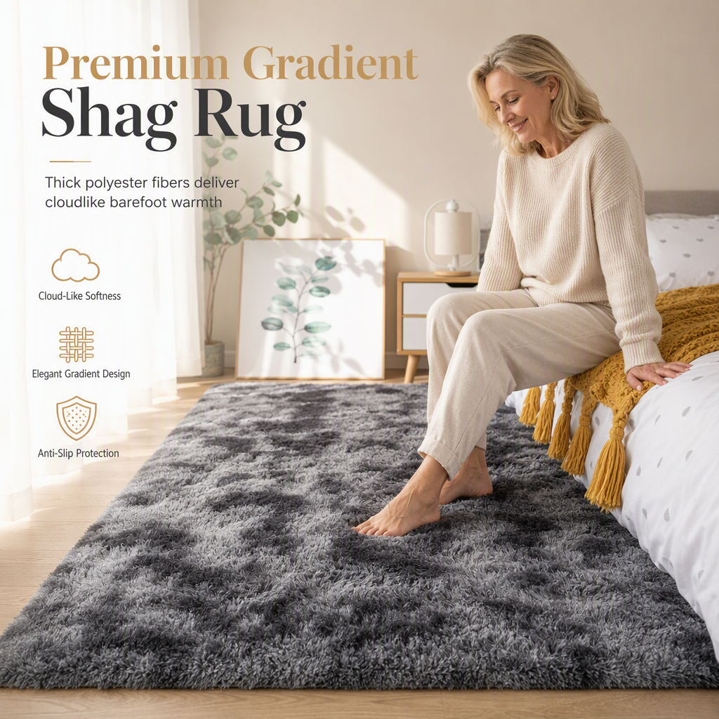 🛋️ 50% OFF! ✨ Thickened Plush Shaggy Area Rug – Premium Gradient Tie-Dye Design, Thermal Cushioning & Non-Slip Safety Backing – Cozy Comfort for Every Room 🏠