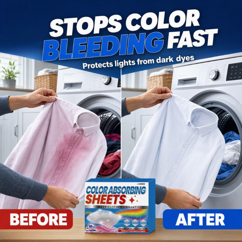 🥳2026 HOT SALE🥳💞50K+ SOLD! 🆕🛡️ 50% OFF! Dye-Capture Laundry Sheets – perfect for new garments that bleed color. Protects light fabrics from dark dyes – keeps everything looking newer for longer. 50/100 sheets – lasts for months! 💪✨