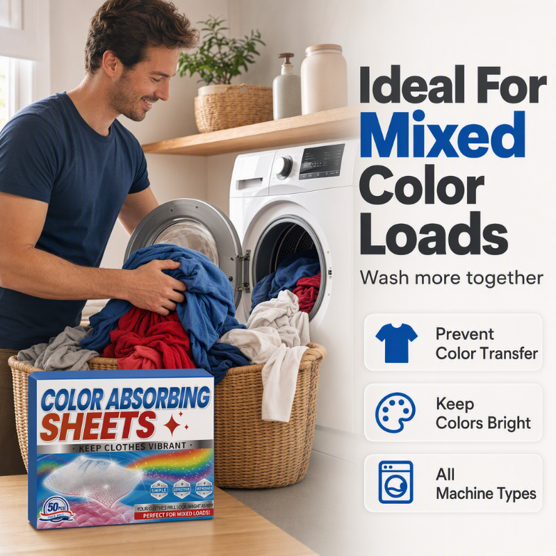 🥳2026 HOT SALE🥳💞50K+ SOLD! 🆕🛡️ 50% OFF! Dye-Capture Laundry Sheets – perfect for new garments that bleed color. Protects light fabrics from dark dyes – keeps everything looking newer for longer. 50/100 sheets – lasts for months! 💪✨