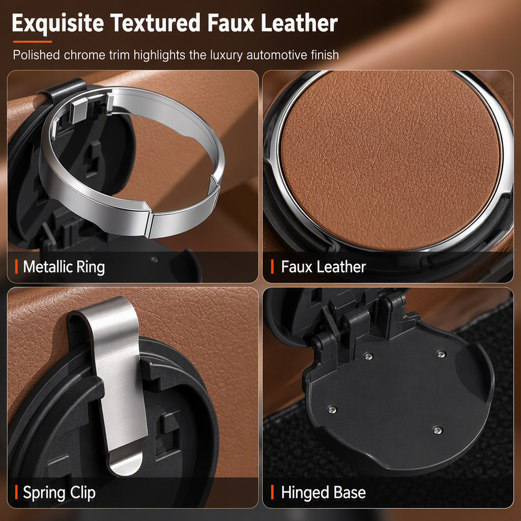 🥳2026 HOT SALE🥳💞50K+ SOLD! 🚗🥤 Foldable Car Door Cup Holder – adds extra drink space without cluttering your cabin. Folds flat when not in use, clip-on install – no drilling! Faux-leather finish fits right in! ✨💪