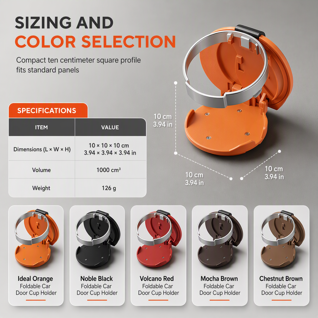 🥳2026 HOT SALE🥳💞50K+ SOLD! 🚗🥤 Foldable Car Door Cup Holder – adds extra drink space without cluttering your cabin. Folds flat when not in use, clip-on install – no drilling! Faux-leather finish fits right in! ✨💪