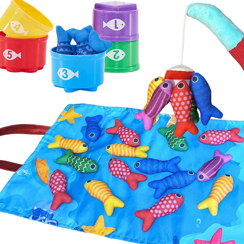 🥳2026 HOT SALE🥳💞50K+ SOLD! 🎣🧸 50% OFF! Toddler Cloth Fishing Toy Set with Stacking Cups – cloth fish, 5 stacking cups, colour & number learning. Safe, BPA-free & portable! 🛡️✅