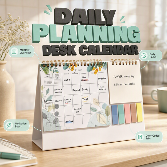 🥳2026 HOT SALE🥳💞50K+ SOLD! 📅🧠 2027 Desk Calendar with Sticky Notes – monthly planner + memo area keeps appointments & to-dos in one place. Color tabs find fast – never forget a thing again! ✅💚