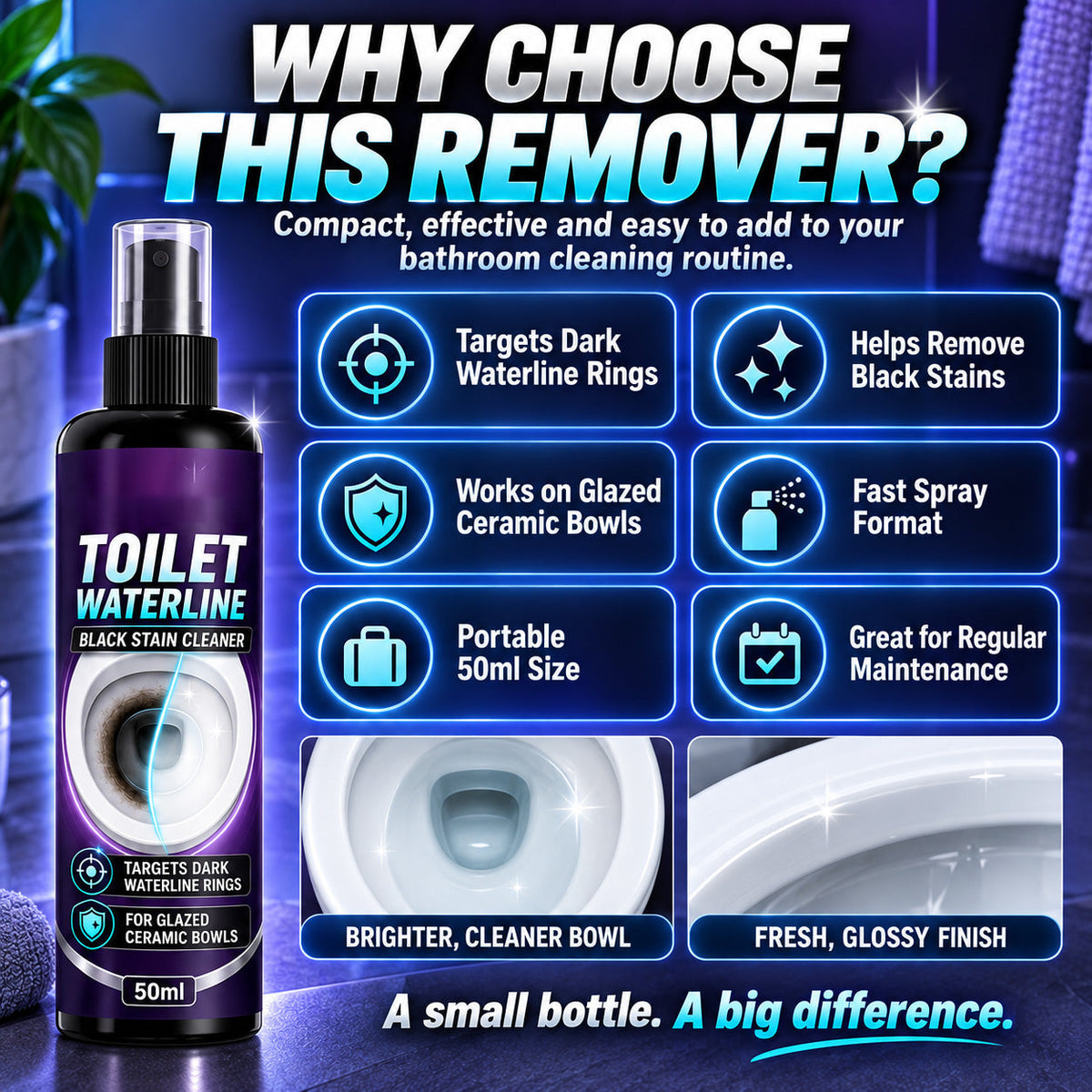 🥳2026 HOT SALE🥳💞50K+ SOLD! 🚽🌟 Waterline Cleaner – concentrated blue gel clings to vertical stains, dissolves stubborn limescale. Targeted clean – no harsh scrubbing! ✅💚