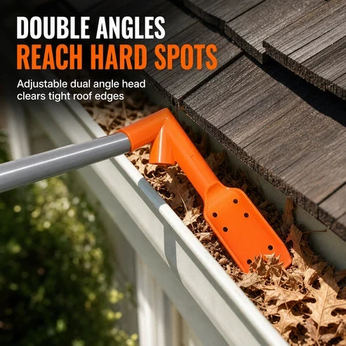 🥳2026 HOT SALE🥳💞50K+ SOLD! 🏠🛡️ 50% OFF! Gutter Cleaning Tool – clean from the ground, no ladders! Dual-angle head removes leaves & moss. Fits ACME poles! 🍂✅