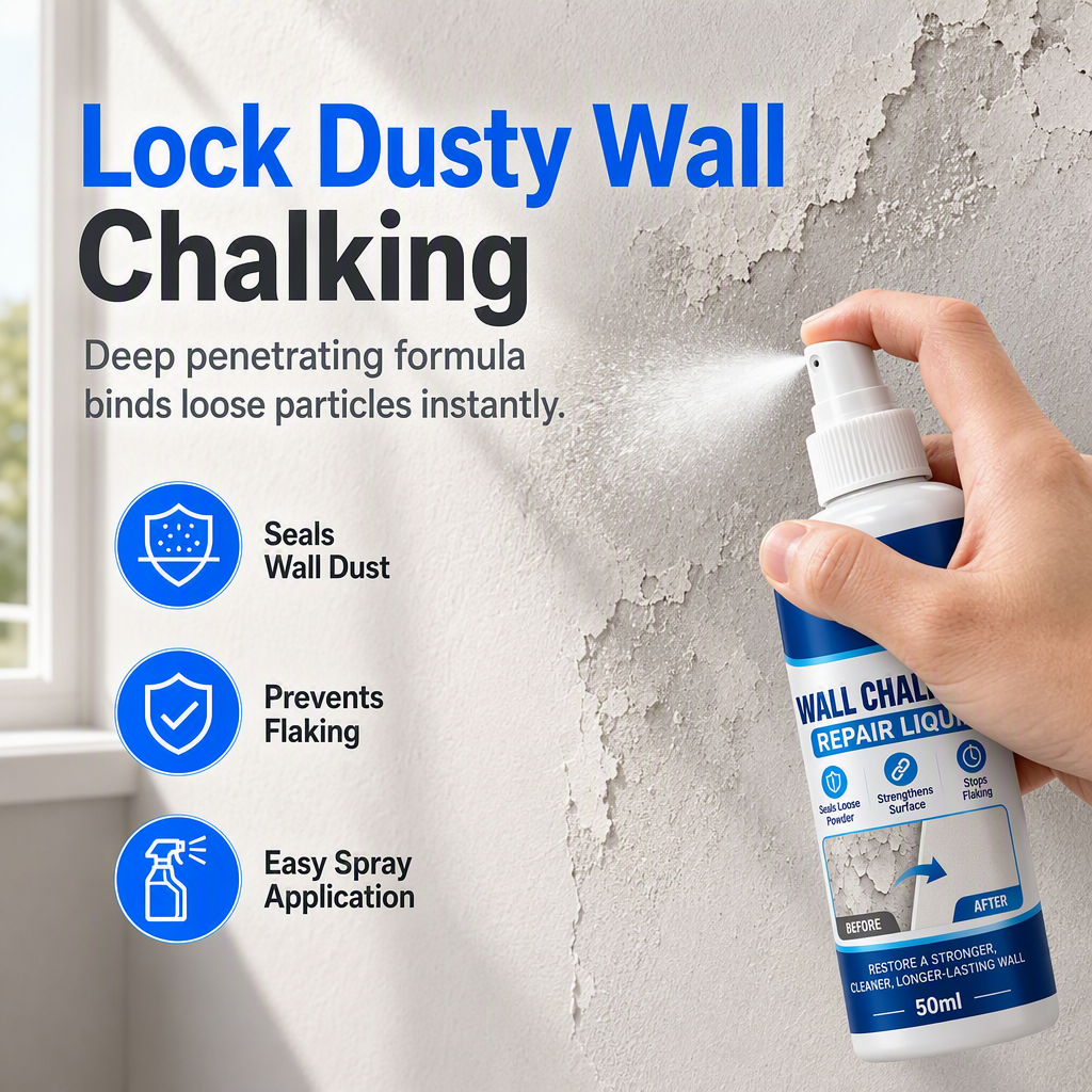 🥳2026 HOT SALE🥳💞50K+ SOLD! 🏠🧱 Wall Repair Liquid – locks chalky plaster instantly, stops dust & flaking. Acrylic formula binds loose particles into a solid base. Easy roller apply! 🛠️✅