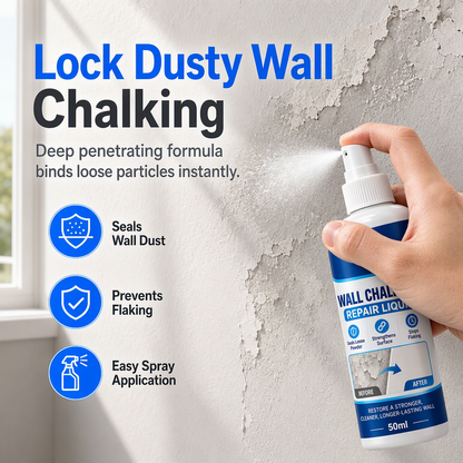 🥳2026 HOT SALE🥳💞50K+ SOLD! 🏠🧱 Wall Repair Liquid – locks chalky plaster instantly, stops dust & flaking. Acrylic formula binds loose particles into a solid base. Easy roller apply! 🛠️✅