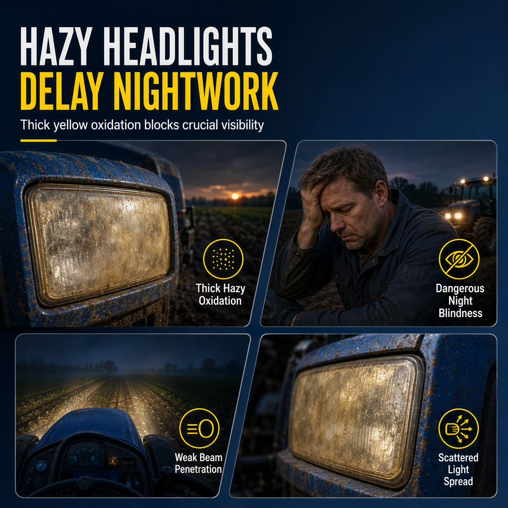 🥳2026 HOT SALE🥳💞50K+ SOLD! 🚜💡 50% OFF! Headlight Restoration Cream – removes yellow haze from tractor & vehicle lenses. Crystal clear night vision for safe field work. 50ml, 3-step polish! 🌙✅