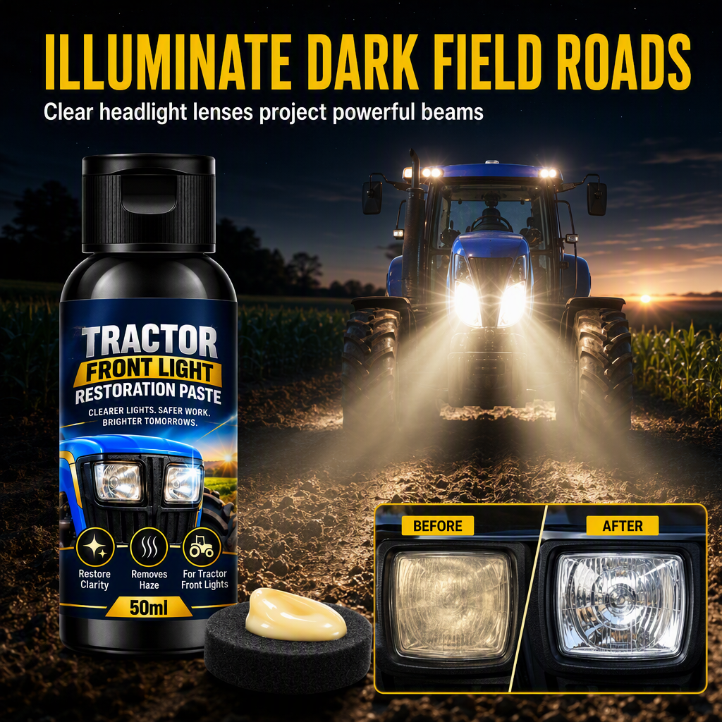 🥳2026 HOT SALE🥳💞50K+ SOLD! 🚜💡 50% OFF! Headlight Restoration Cream – removes yellow haze from tractor & vehicle lenses. Crystal clear night vision for safe field work. 50ml, 3-step polish! 🌙✅