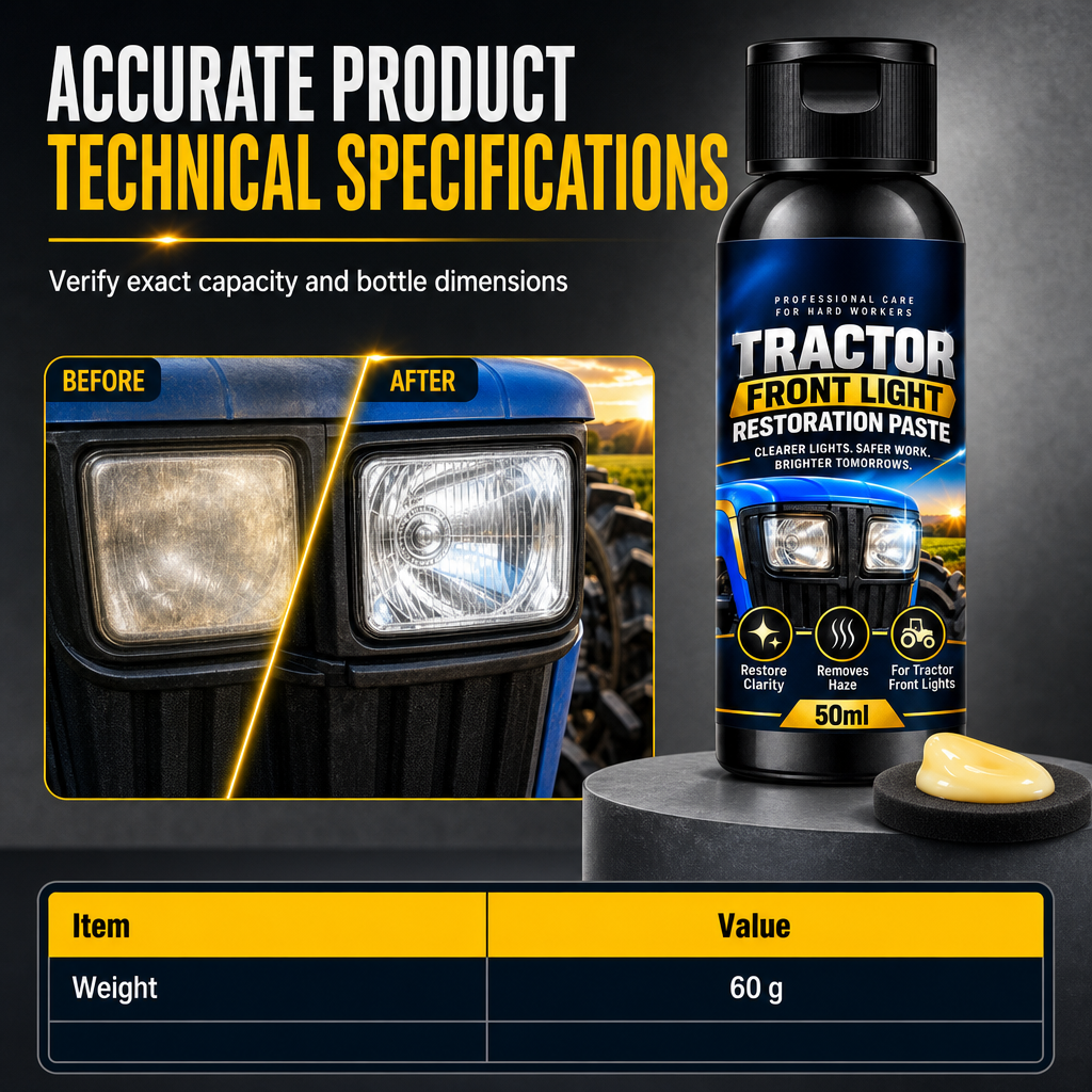 🥳2026 HOT SALE🥳💞50K+ SOLD! 🚜💡 50% OFF! Headlight Restoration Cream – removes yellow haze from tractor & vehicle lenses. Crystal clear night vision for safe field work. 50ml, 3-step polish! 🌙✅