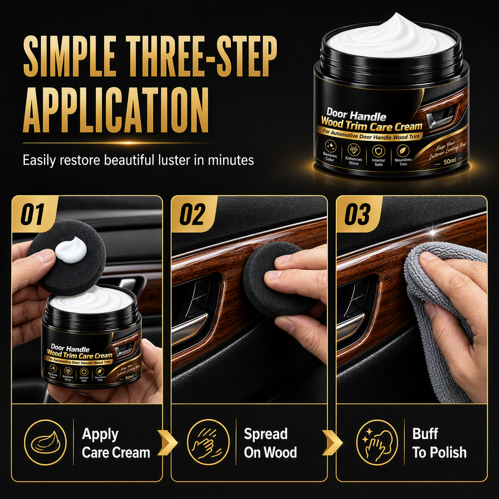 🥳2026 HOT SALE🥳💞50K+ SOLD! ✨🪵 Car Interior Wood Trim Restoration Cream – restores shine & natural wood grain. No greasy residue. Easy 3-step polish! 🚗💚