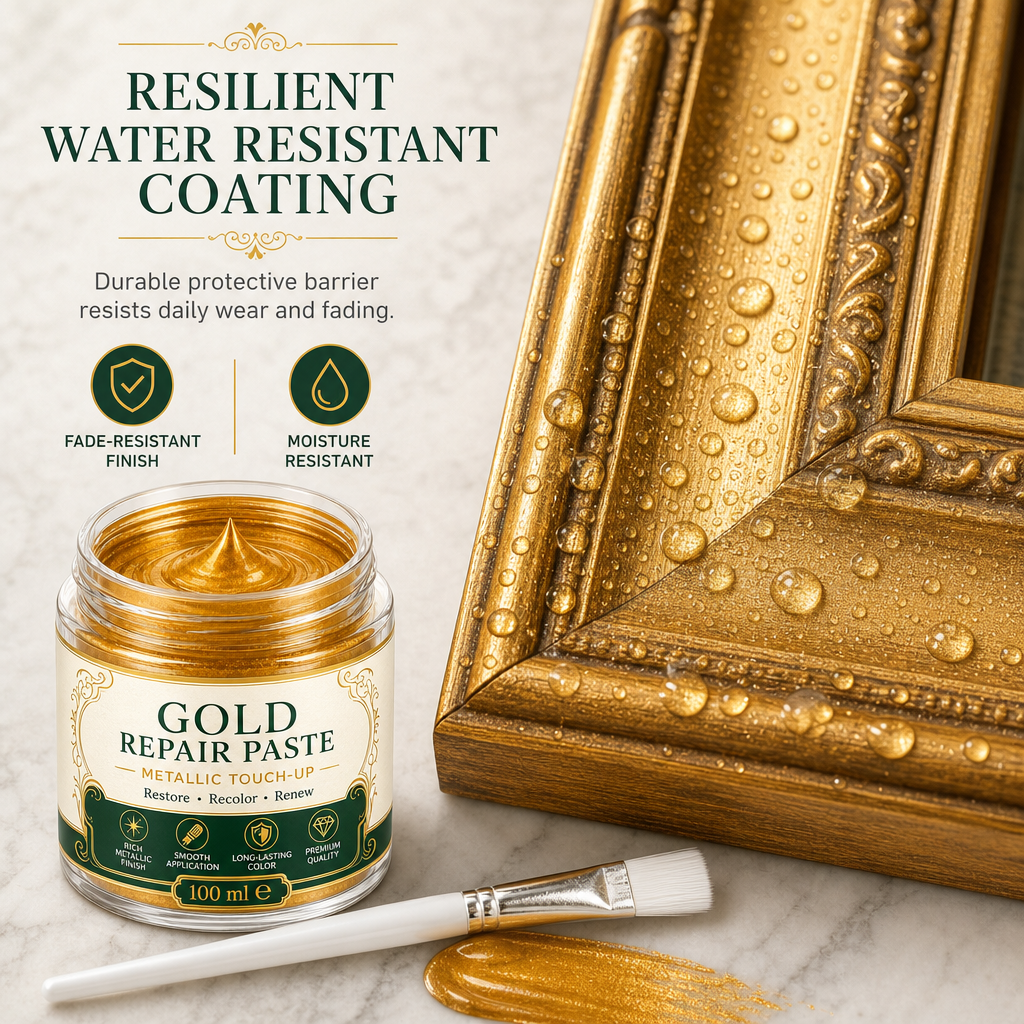 🥳2026 HOT SALE🥳💞50K+ SOLD! ✨🖌️ 50% OFF! Metallic Gold Refinishing Repair Paste – high-density pigments restore brilliant gold shine, water-resistant & includes brush. Revive faded decor instantly! 🛡️💎