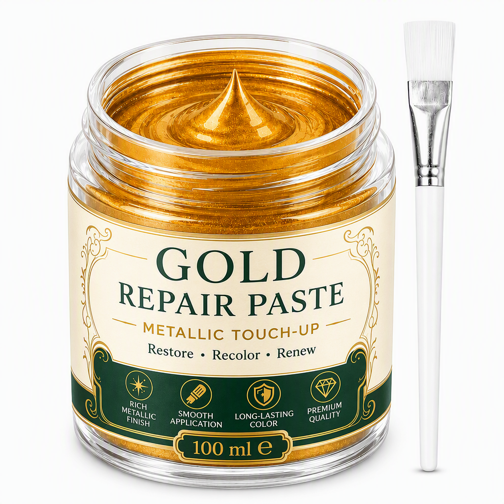 🥳2026 HOT SALE🥳💞50K+ SOLD! ✨🖌️ 50% OFF! Metallic Gold Refinishing Repair Paste – high-density pigments restore brilliant gold shine, water-resistant & includes brush. Revive faded decor instantly! 🛡️💎