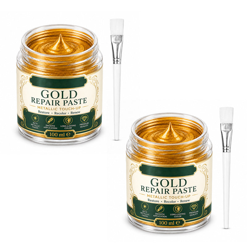 🥳2026 HOT SALE🥳💞50K+ SOLD! ✨🖌️ 50% OFF! Metallic Gold Refinishing Repair Paste – high-density pigments restore brilliant gold shine, water-resistant & includes brush. Revive faded decor instantly! 🛡️💎