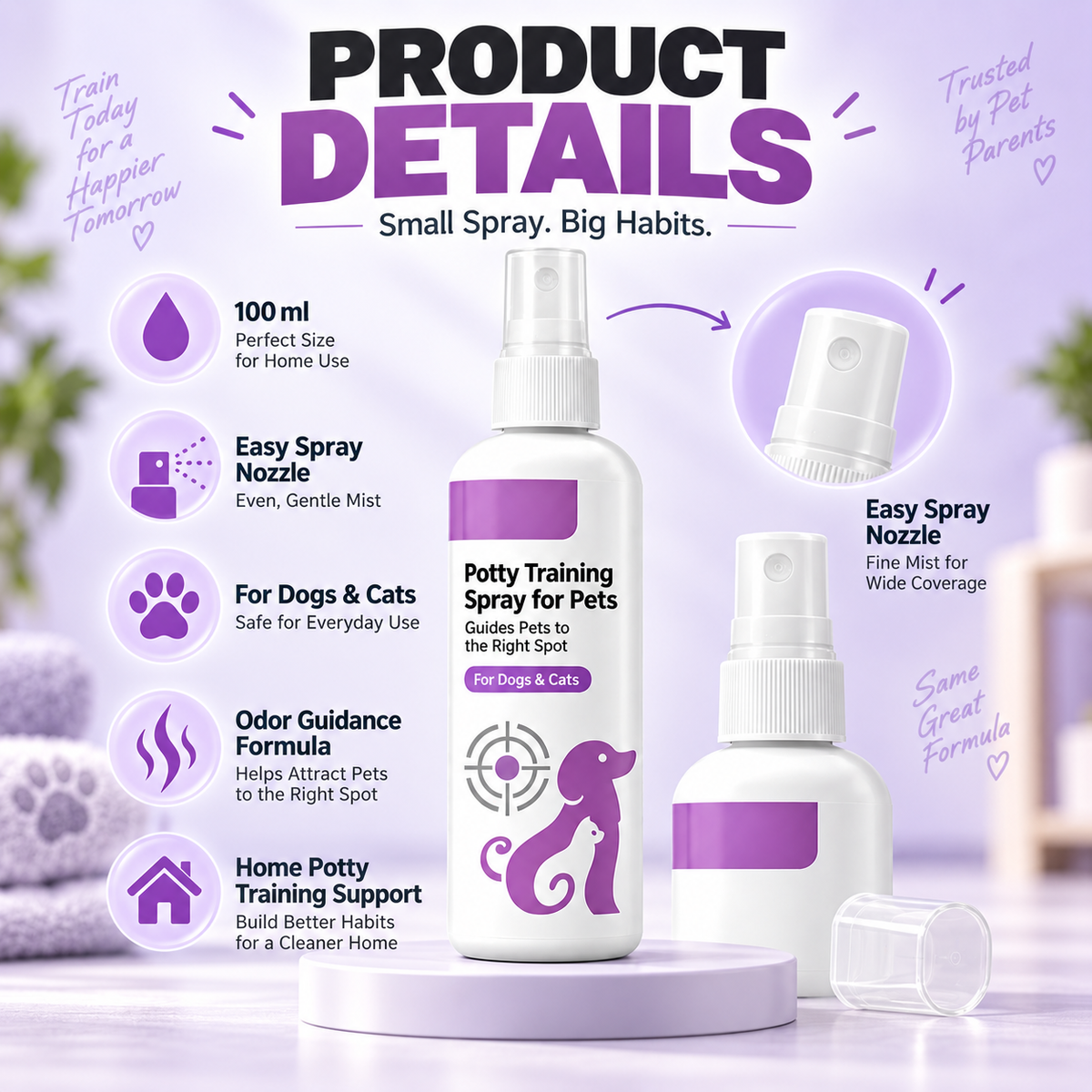 🥳HOT SALE🥳💞10K+ SOLD! 🐾✨ Potty Training Spray – guides pets to the right spot, stops messy accidents. Safe, gentle & easy spray – cleaner home, happier you! ✅🏠