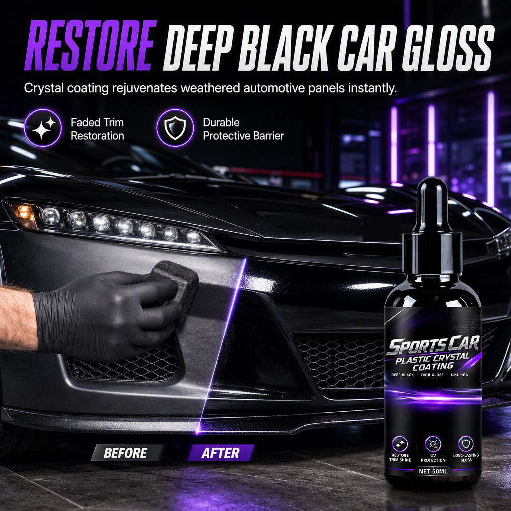 🥳2026 HOT SALE🥳💞50K+ SOLD! 🚗🖤 Car Plastic Restorer – restores deep black gloss to faded trims. Repels rain & UV. Easy dropper bottle! ✨💪