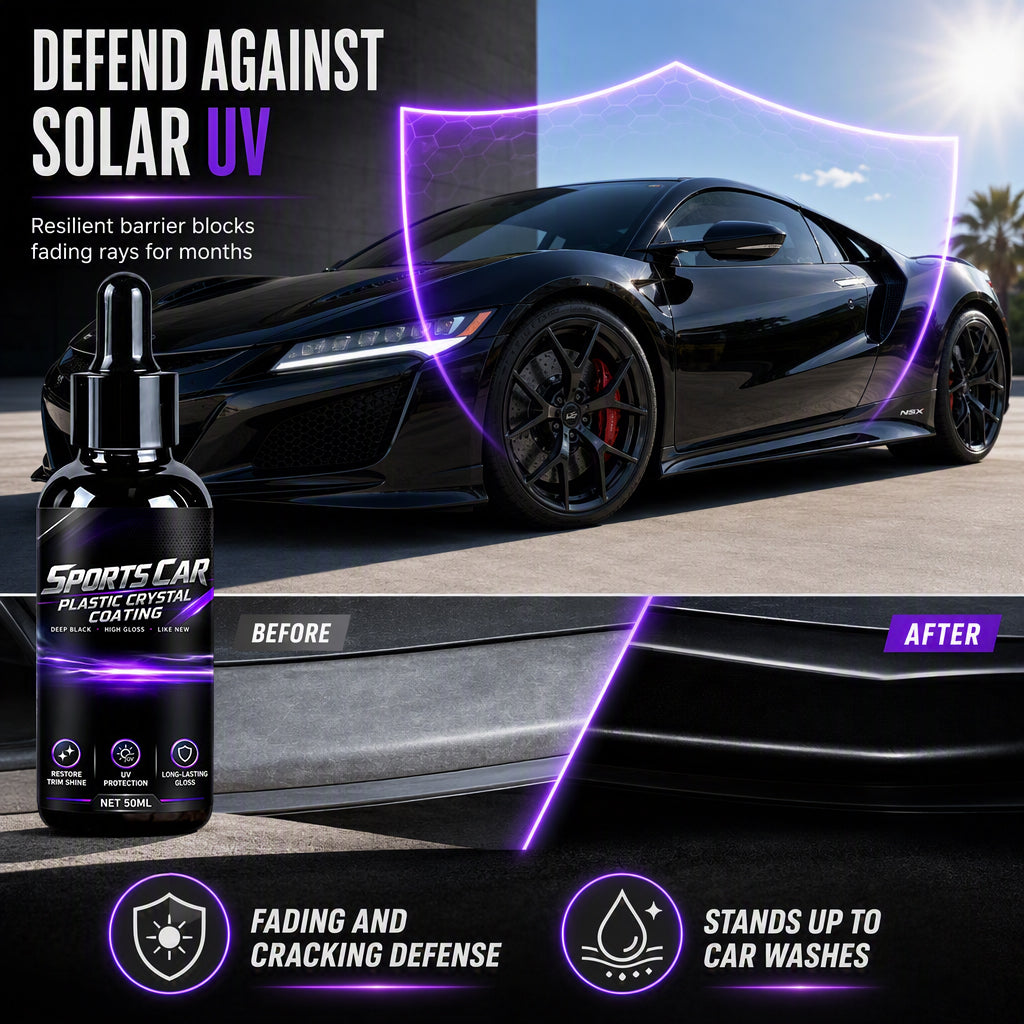 🥳2026 HOT SALE🥳💞50K+ SOLD! 🚗🖤 Car Plastic Restorer – restores deep black gloss to faded trims. Repels rain & UV. Easy dropper bottle! ✨💪