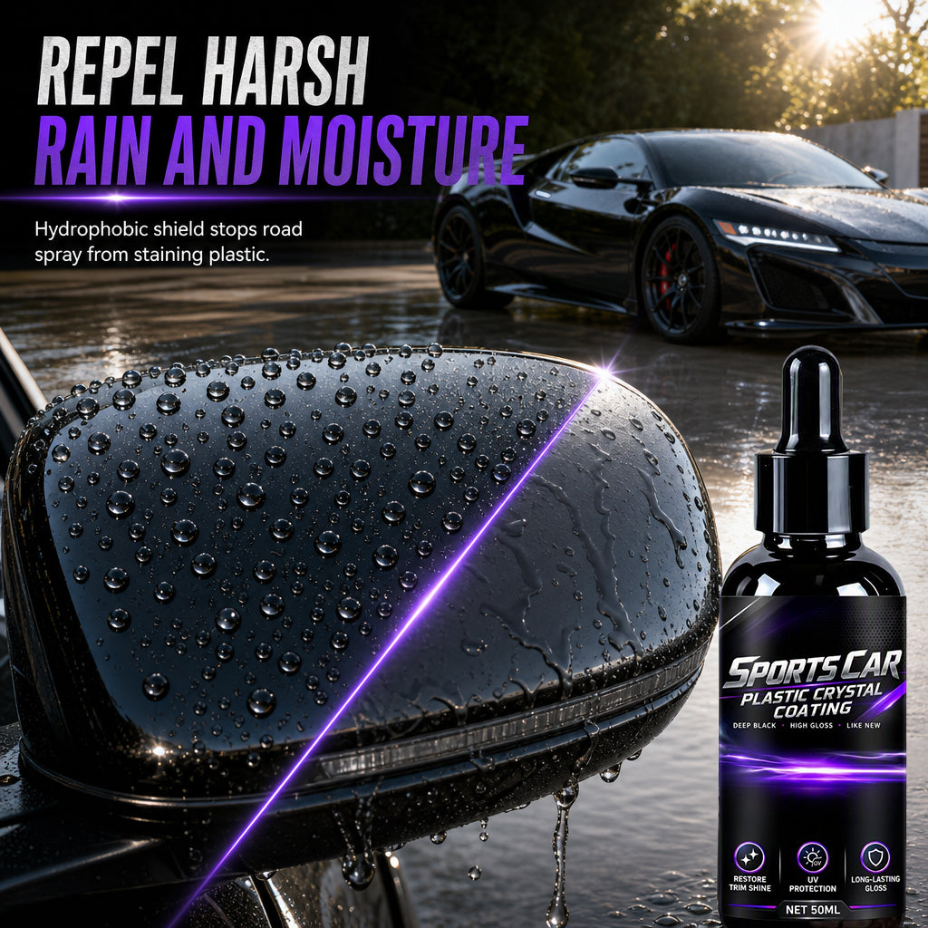 🥳2026 HOT SALE🥳💞50K+ SOLD! 🚗🖤 Car Plastic Restorer – restores deep black gloss to faded trims. Repels rain & UV. Easy dropper bottle! ✨💪