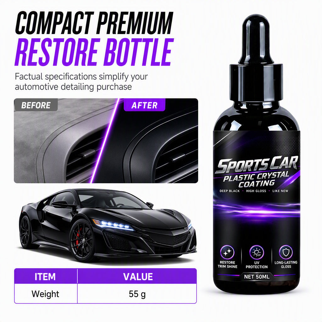 🥳2026 HOT SALE🥳💞50K+ SOLD! 🚗🖤 Car Plastic Restorer – restores deep black gloss to faded trims. Repels rain & UV. Easy dropper bottle! ✨💪