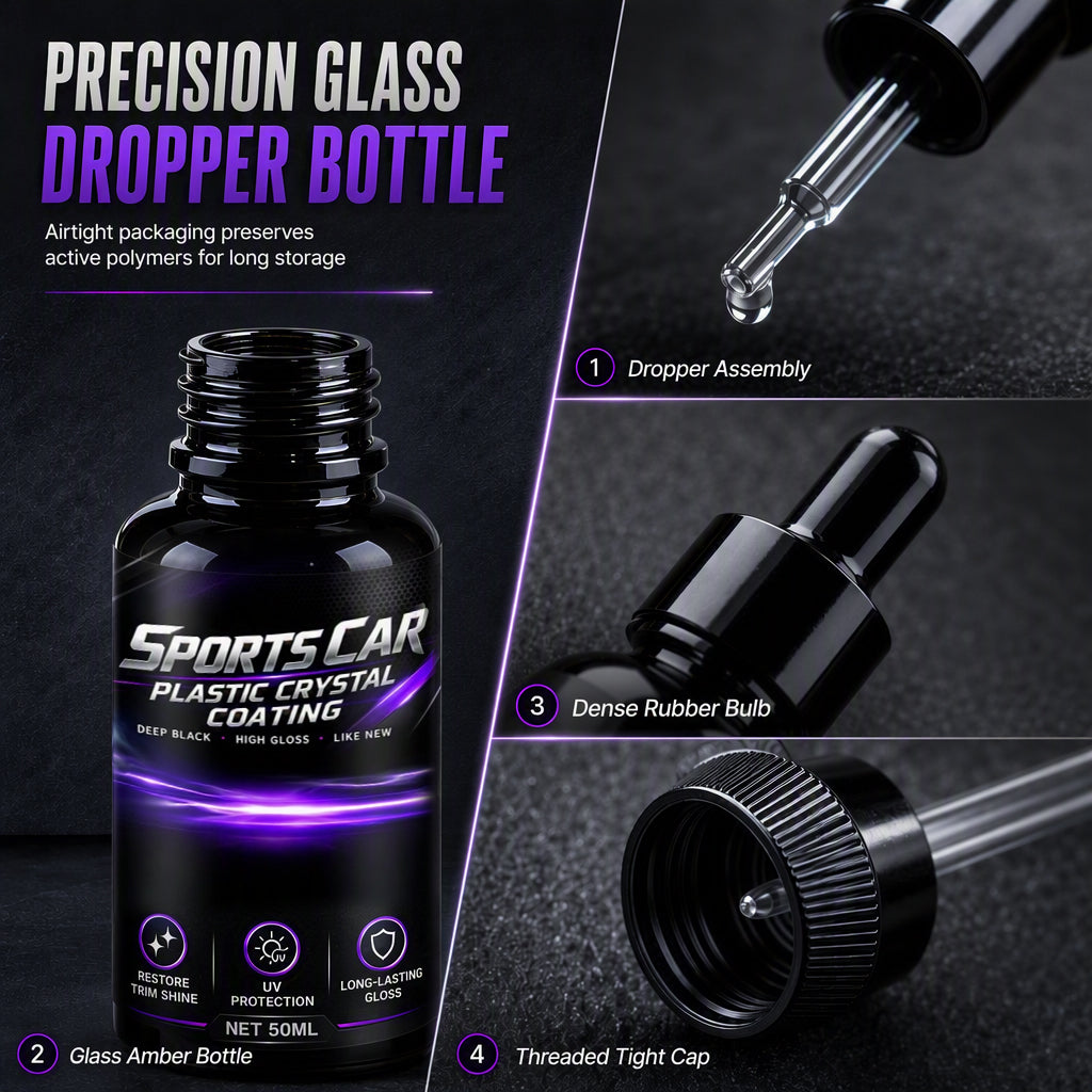 🥳2026 HOT SALE🥳💞50K+ SOLD! 🚗🖤 Car Plastic Restorer – restores deep black gloss to faded trims. Repels rain & UV. Easy dropper bottle! ✨💪