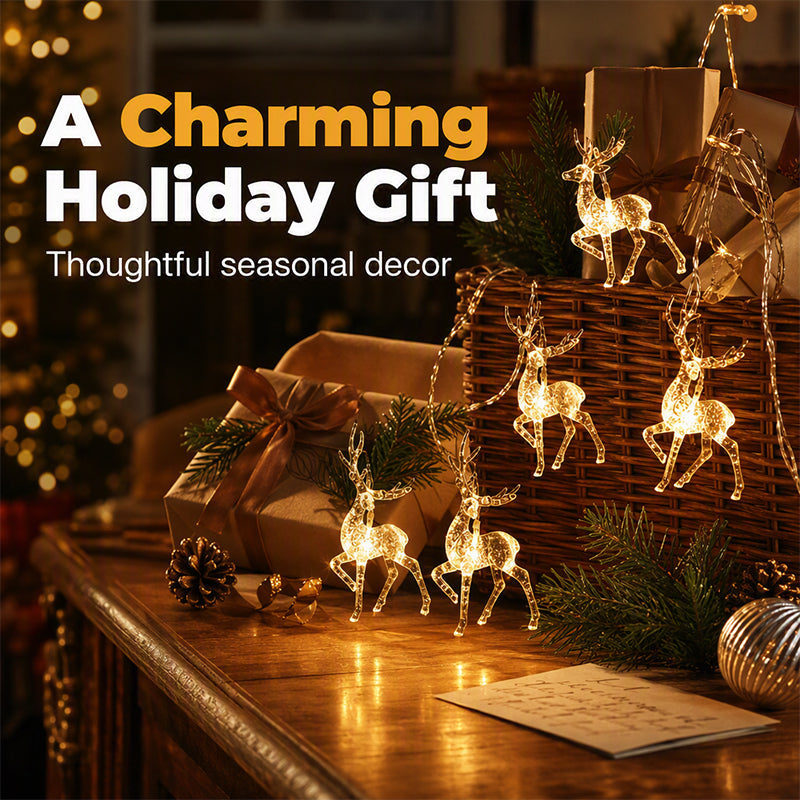 🥳2026 HOT SALE🥳💞50K+ SOLD! ⏳🦌 Limited-time 50% off! Christmas LED Reindeer String Lights – warm glow, sparkling reindeer detail. Battery or USB powered – transforms windows & shelves into festive magic! 🎄✨