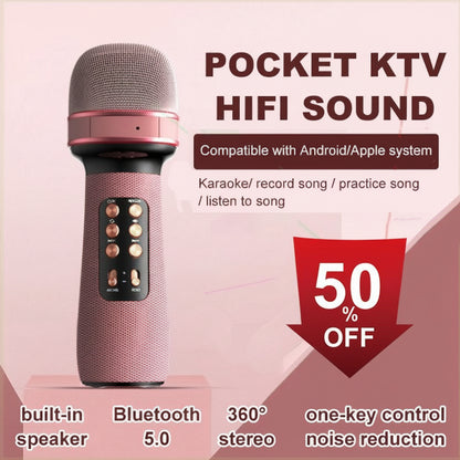 🥳2026 HOT SALE🥳💞50K+ SOLD! 🎤🎶 50% OFF! Wireless Bluetooth Karaoke Microphone – built-in sound card, 3D stereo surround. Sing anytime, doubles as a speaker. Perfect for garden parties & grandkids’ fun! 🏠✨
