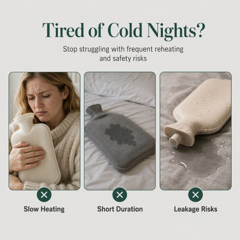 🥳2026 HOT SALE🥳💞50K+ SOLD! 🔥💚 Rechargeable Electric Hot Water Bag – smart auto-off, 6-layer PVC & flannel cover. Fast, safe warmth for aches & cold nights. 420W, 1300g, 27x19cm – cosy comfort all winter! 🛡️💪