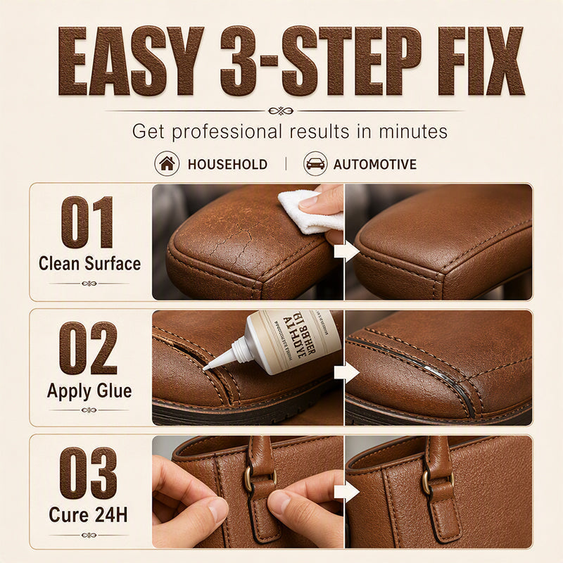 🥳2026 HOT SALE🥳💞50K+ SOLD! 🛋️🔧 Quick-Drying Leather Adhesive – industrial-strength bond repairs sofas, car seats & bags. Waterproof, flexible & transparent – no more cracks, no more replacement! 💪✨