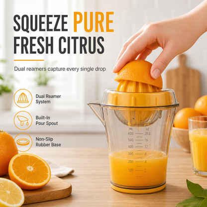 🥳2026 HOT SALE🥳💞50K+ SOLD! 🍊🛡️ Tired of wobbly juicers tipping over & wasting juice? Portable Manual Juicer – secure rubber base ring keeps cup steady, mess-free pouring spout. Squeeze fresh citrus without spills! 💪✨