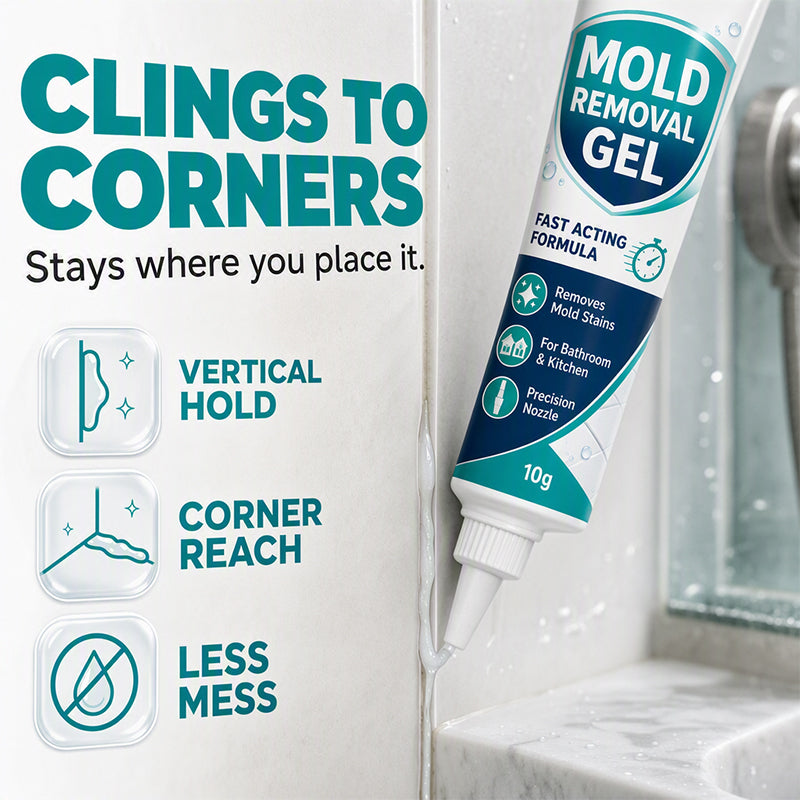 🥳2026 HOT SALE🥳💞50K+ SOLD! 🧽✨ Mildew Stain Cleaning Gel – precision tip targets grout, caulk & seams. Clinging gel stays put, no more scrubbing hard-to-reach mould! 🚿✅