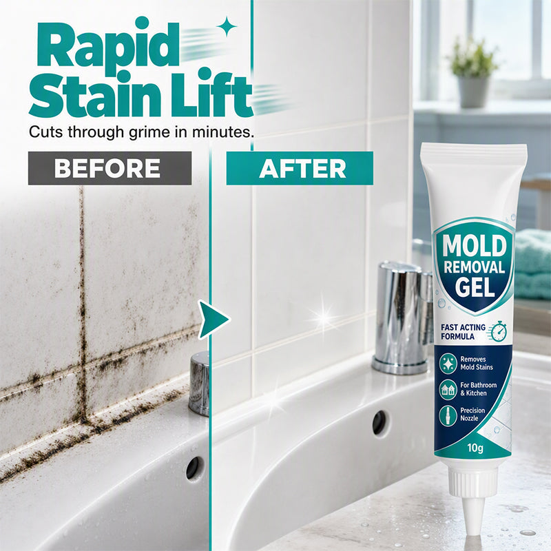 🥳2026 HOT SALE🥳💞50K+ SOLD! 🧽✨ Mildew Stain Cleaning Gel – precision tip targets grout, caulk & seams. Clinging gel stays put, no more scrubbing hard-to-reach mould! 🚿✅