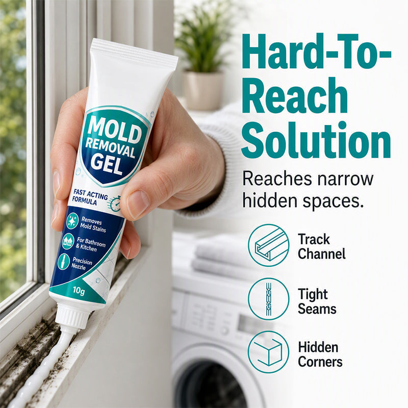 🥳2026 HOT SALE🥳💞50K+ SOLD! 🧽✨ Mildew Stain Cleaning Gel – precision tip targets grout, caulk & seams. Clinging gel stays put, no more scrubbing hard-to-reach mould! 🚿✅