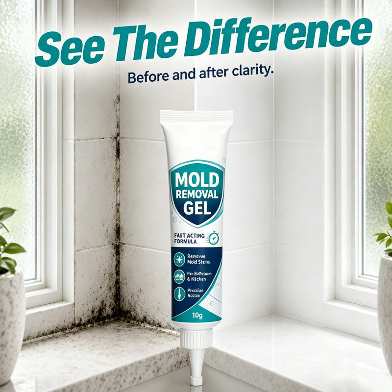 🥳2026 HOT SALE🥳💞50K+ SOLD! 🧽✨ Mildew Stain Cleaning Gel – precision tip targets grout, caulk & seams. Clinging gel stays put, no more scrubbing hard-to-reach mould! 🚿✅