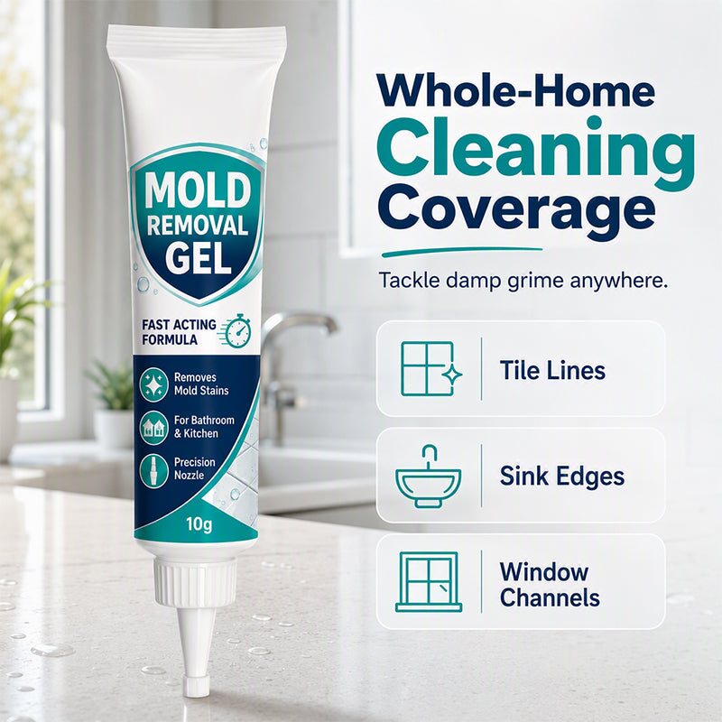 🥳2026 HOT SALE🥳💞50K+ SOLD! 🧽✨ Mildew Stain Cleaning Gel – precision tip targets grout, caulk & seams. Clinging gel stays put, no more scrubbing hard-to-reach mould! 🚿✅